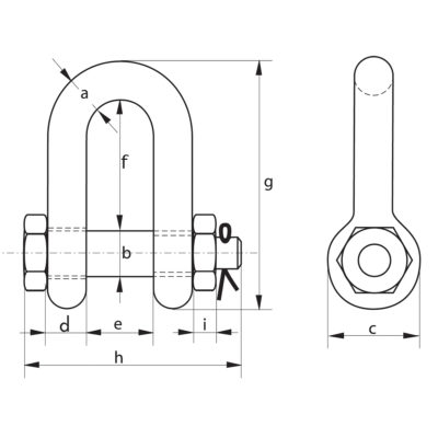 Manille lyre boulonnée goupillée à haute résistance MLHR BG - TLM 77