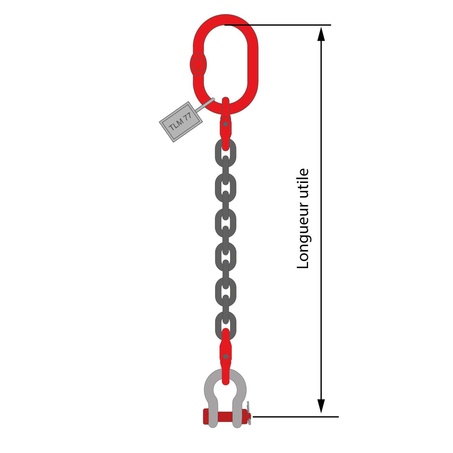 Elingue en chaîne 1 brin avec Manille Lyre HR boulonnée goupillée