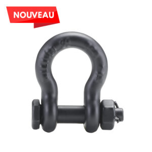 Manille lyre boulonnée goupillée  à haute résistance noire MLHRBGN